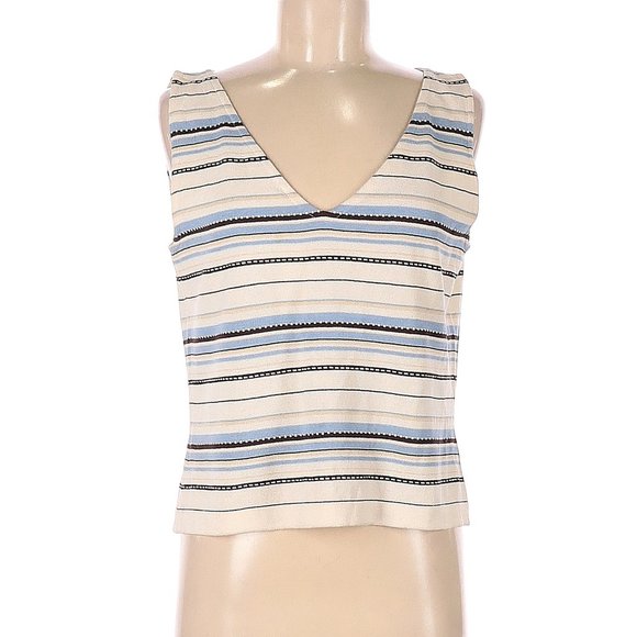 St. John Ivory Striped Print Santana Knit Sleeveless Top, M - Picture 1 of 2